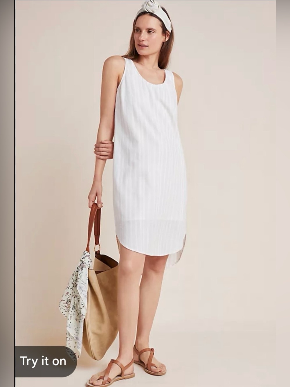 EUC Anthropologie x Cloth & Stone Bow Tied Chambray Dress Neutral Size XL